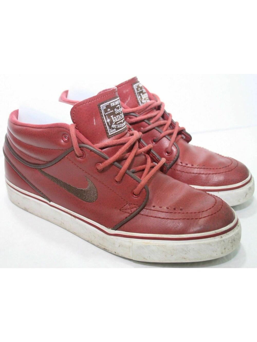 Nike Zoom Stefan Janoski Mid Premium Mens Size 5 BARN DARK OAK WHITE 472679-621